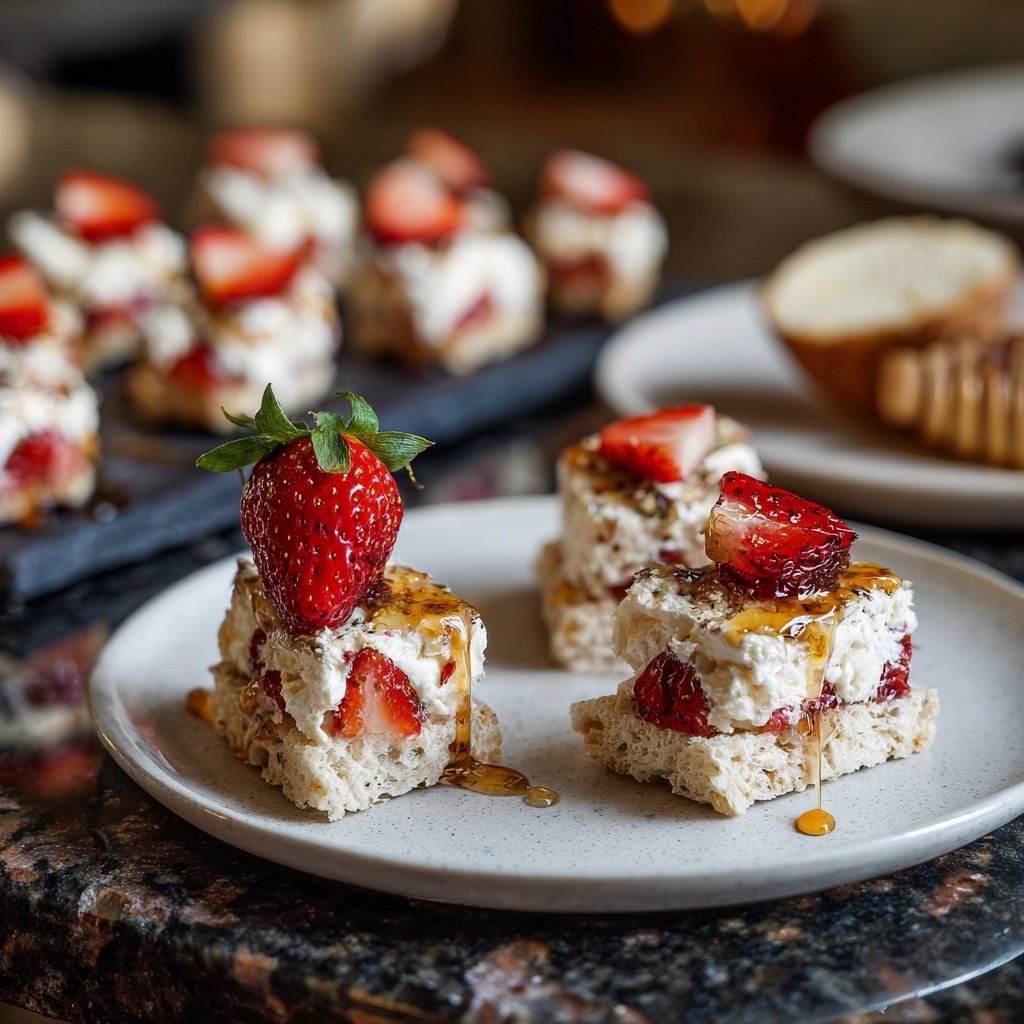Canapés mit Erdbeer-Frischkäse