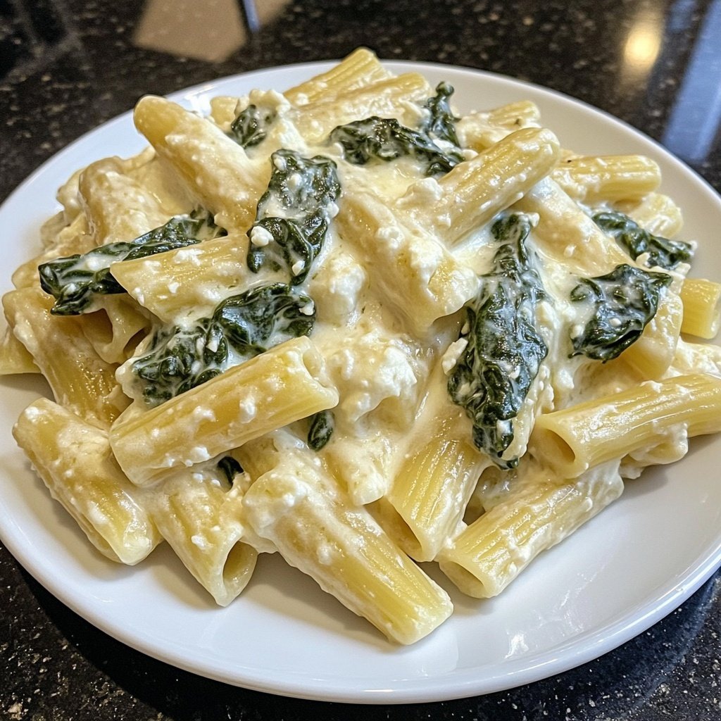 Penne mit Spinat und Ricotta