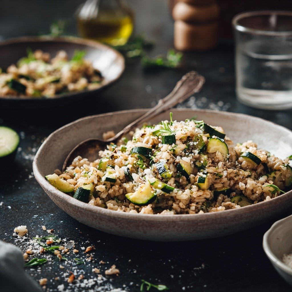 Kalorienarme Reispfanne Mit Zucchini