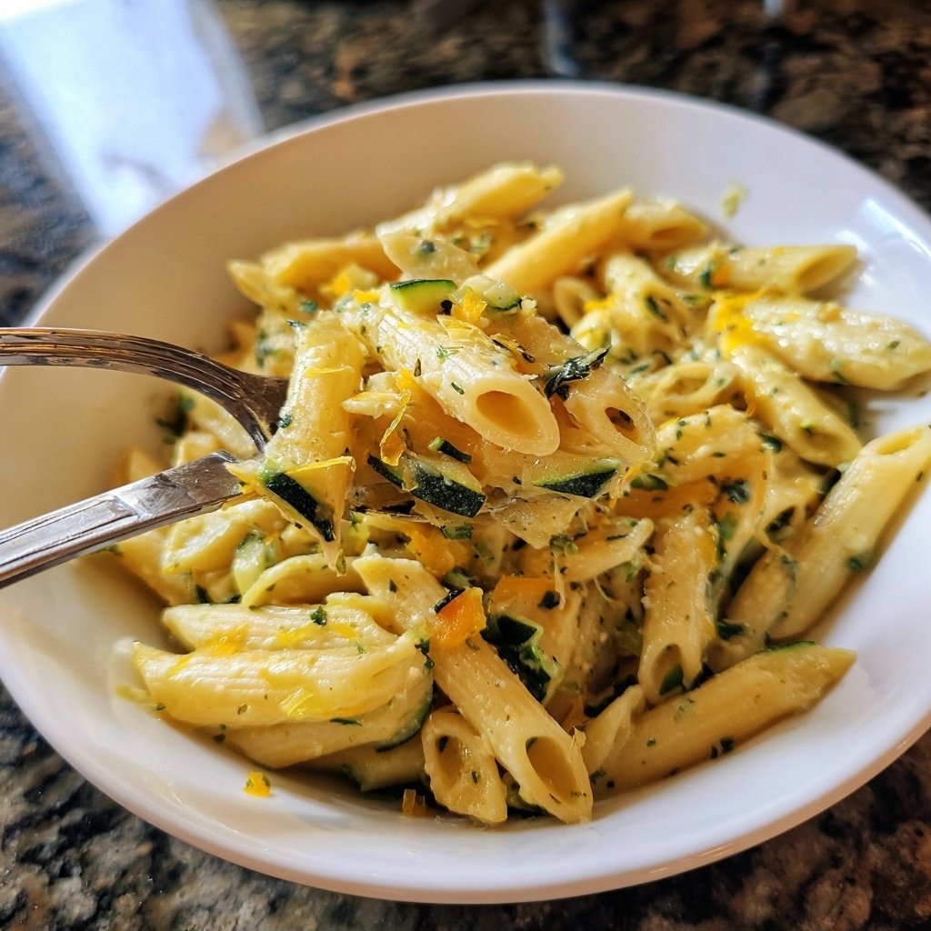 Penne mit Zucchini und Zitrone